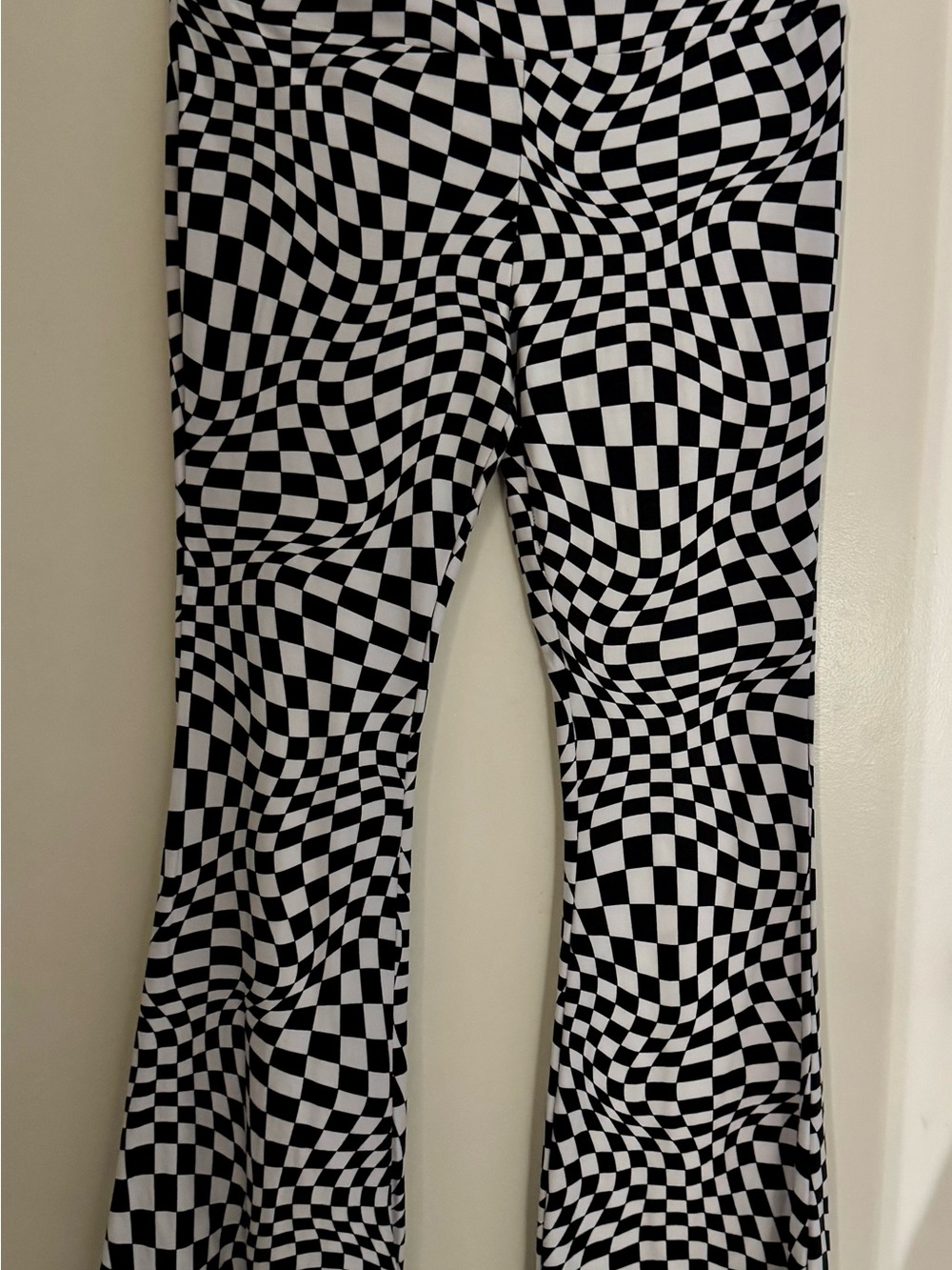 Black & White Optical Check Flare Pants